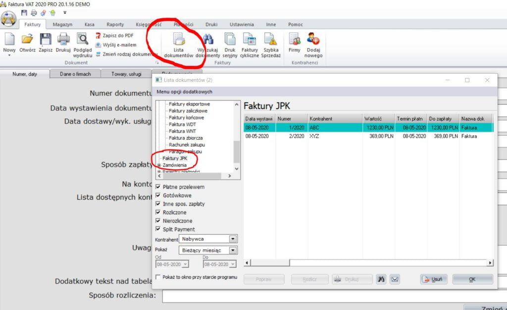 Generowanie pliku JPK JPK