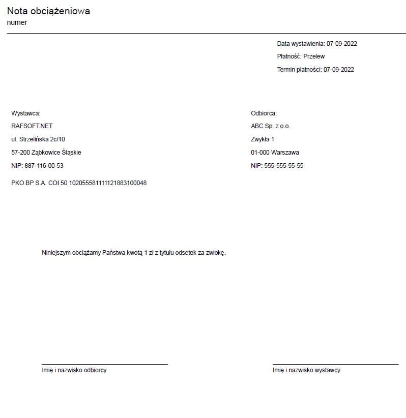 Jak wygląda nota obciążeniowa